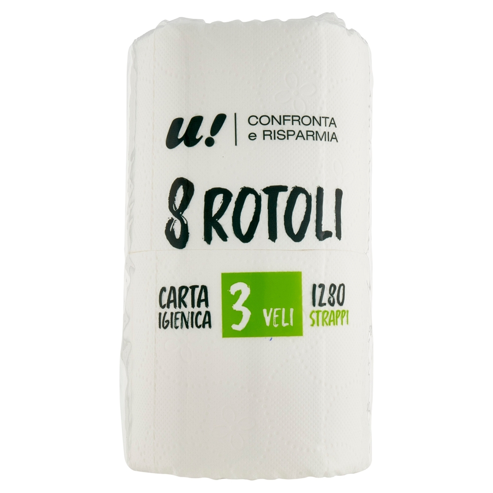 8 Rotoli Carta Igienica 3 Veli U! Confronta e Risparmia